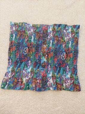 Iky & Me Stretch Floral Colorful Strapless Boho Top Size M
